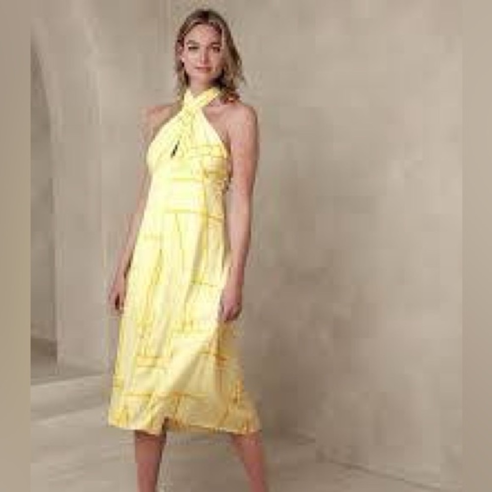 Banana Republic Yellow Halter Midi Dress